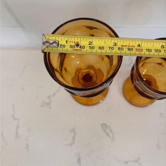 8 Large and 14 Small Vintage Libbey Glass Co. Amber Ashburton Glasses Barware - Picture 7 of 7